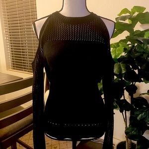 Cold shoulder knit sweater